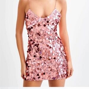 ROMILLY- pink sequin mini dress